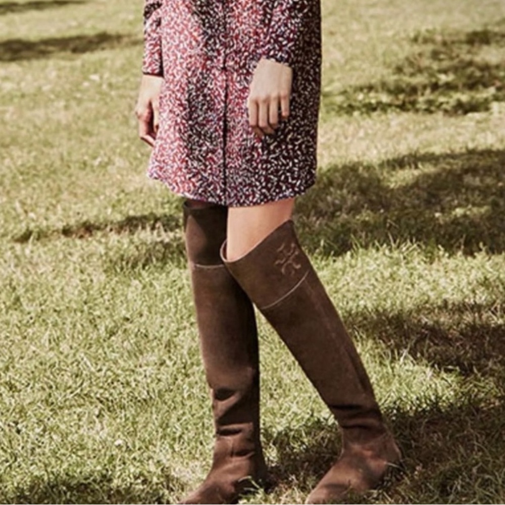 Tory Burch Simone Over the Knee Boot Size 8 EUC Chocolate Brown Suede